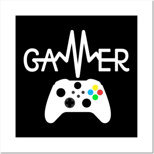 Gamer Heartbeat Xbox White Posters and Art